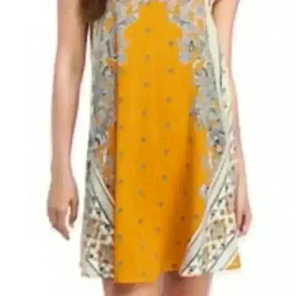 Taylor & Sage Boho Swing Dress Mustard Yellow Paisley Print Size Small - Picture 6 of 6